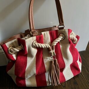 Classic Red Stripe Tote Bag